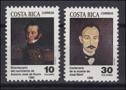 Costa Rica: Gemälde Paintings Antonio José De Sucre & José Martí, Satz ** - Otros & Sin Clasificación