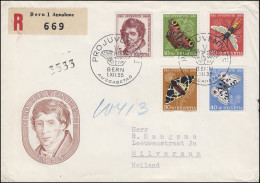 618-622 Pro Juventute Insekten 1955 Schmuck-FDC ESSt BERN 1.12.55 Nach Holland - Andere & Zonder Classificatie