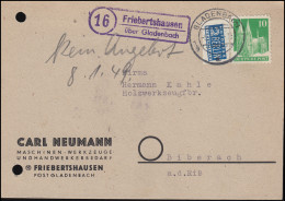 Landpost 16 Friebertshausen über Gladenbach 6.1.49 Auf Geschäfts-Postkarte - Autres & Non Classés