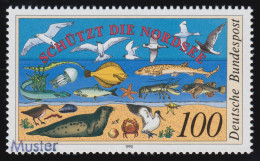 1454 Umweltschutz: Internationale Nordseeschutz-Konferenz, Muster-Aufdruck - Plaatfouten En Curiosa