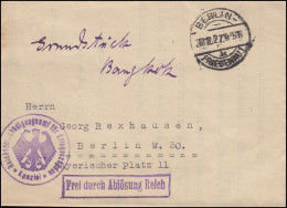 Frei Durch Ablösung Reichsentschädigungsamt Für Kriegsschäden BERLIN 20.12.1927 - Other & Unclassified