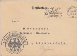 Frei Durch Ablösung Reichsfinanzministerium Postkarte BERLIN 14.6.1929  - Non Classés