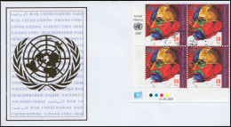 UNO New York: Gewaltlosigkeit / Gandhi Als Eckrand-Viererblock Auf Schmuck-FDC - Other & Unclassified