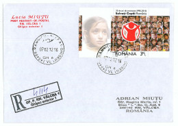 NCP 25 - 4114-a SAVE The CHILDREN, Romania - Registered, Stamp With Vignette & TABS - 2012 - Covers & Documents