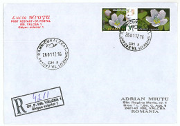 NCP 25 - 4211-a Flowers & RABBIT, Romania - Registered, Stamp With Vignette - 2012 - Cartas & Documentos