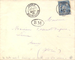 Cachet BM Boite Mobile Sur Lettre D'Annecy Pour Annecy 15 Mars 1883 Très Bien Frappé - Railway Post