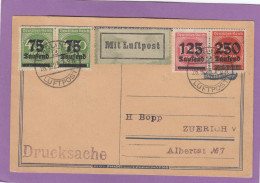 BERLIN FRÜHE LUFTPOST. DRUCKSACHE MIT 525000 MARK FRANKIERUNG NACH ZÜRICH,SCHWEIZ. - Lettres & Documents