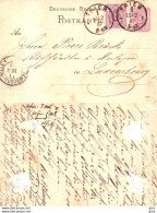Allemagne - Postkarte Deutches Reich 5 Pfennig - Poststempel Trier 1887 - Poststempel Luxembourg-ville 1887 - Altri & Non Classificati