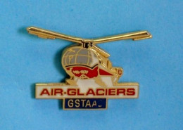 1 PIN'S //  ** HÉLICOPTÈRE / ALOUETTE III 316 B / AIR GLACIERS / GSTAAD ** . (LD COM) - Vliegtuigen