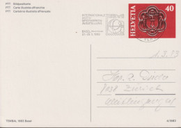 1983 Ganzsache PTT Bildpostkarte-zur TEMBAL 83 In Basel, Zum: 211, 40 Cts. ⵙ Flagge: TEMBAL 83 - Stamped Stationery