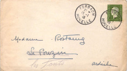 Oblitération Forbach Très Bien Frappée Sur Marianne Dulac 3 Frc Vert Seul Sur Lettre 15-1-1946 - Handstempel