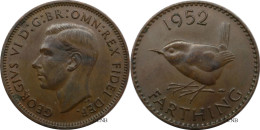 Royaume-Uni - George VI - Farthing 1952 - SUP/AU58 Brown - Mon6673 - B. 1 Farthing