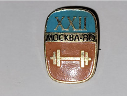 Pin's Jeux Olympiques De Moscou 1980  **  Haltérophilie - Halterofilia