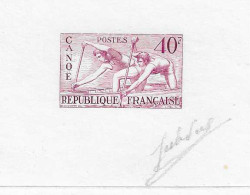 1954 France Yvert 963 (Scott 703). Artist Proof Trial Color, Signed By Jules Piel.Or En Canoë Jeux Olympiques Helsinski - Artistenproeven
