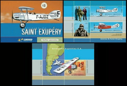 Argentina 2000 Aerofila Planes Saint Exupery Complete And Closed Booklet MNH - Neufs