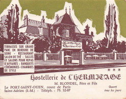 HOSTELLERIE De L'HERMITAGE . Blondel Père Et Fils LE PORT SAINT OUEN - Hotelsleutels (kaarten)