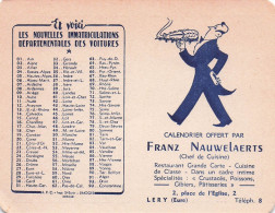 FRANZ NAUWELAERTS Chef De Cuisine à LERY . Crate Calendrier 1954 - Hotelkarten