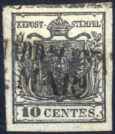 O 1850, 10 Cent. Nero I Tipo Carta A Mano, Usato Con Annullo "(S.M.M)ADDALENA...MAG." E Spazio Tipografico Orizzontale,  - Lombardo-Veneto