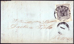 Cover 1850, Lettera Da Verona Del 17.11 Per Città Affrancata Con 10 Cent. Grigio Nero Con Inizio Di Croce Di S. Andrea A - Lombardo-Veneto