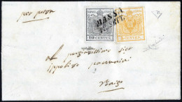 Cover 1850, Lettera Da Massa (SI Punti 4) Del 18.9 Per Rovigo Affrancata Con 5 Cent. Giallo E 10 Cent. Grigio Argenteo C - Lombardo-Venetien