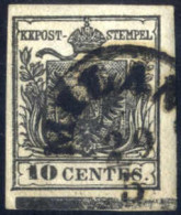 O 1850, 10 Cent. Nero, Tipo I Carta A Mano, Con Spazio Tipografico Orizzontale Inferiore, Annullo "MILAN(O) 29/5", Cert. - Lombardo-Veneto