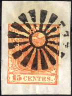 Piece 1850, 15 Cent, Carta A Mano, Annullo Muto Di Milano, Sass. 3 / Punti 11 - Lombardo-Veneto