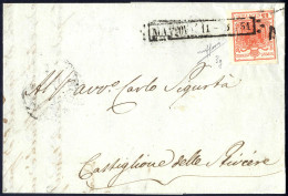 Cover 1850, 15 Cent. Rosso Vermiglio Intenso, Primo Tipo, Su Lettera Da Mantova, Firm. Sorani (Sass. 3g - ANK 3HI) - Lombardo-Veneto