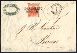 Cover 1851, Lettera Da Desenzano Il 4.5 Per Verona Affrancata Con 15 Cent. Rosso Vermiglio Intenso Tipo I Con Spazio Tip - Lombardo-Venetien