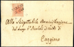 Cover 1850, Lettera Da Varese Il 3.1 Per Cuggiono, Affrancata Con 15 C. Rosa Carminio Intenso II Tipo Carta A Mano, Firm - Lombardy-Venetia