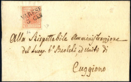 Cover 1850, Lettera Da Varese Il 3.1 Per Cuggiono, Affrancata Con 15 C. Rosa Carminio Intenso II Tipo Carta A Mano, Firm - Lombardo-Veneto