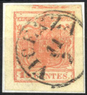 O 1851, 15 Cent. Rosa II Tipo Con Spazio Tipografico In Alto, Sass. 5f - Lombardo-Veneto