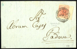 Cover 1851, Lettera Da Adria Il 14.3 Per Padova Affrancata Con 15 Cent. Rosa II Tipo Con Spazio Tipografico In Alto, Fir - Lombardy-Venetia