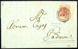 Cover 1851, Lettera Da Adria Il 14.3 Per Padova Affrancata Con 15 Cent. Rosa II Tipo Con Spazio Tipografico In Alto, Fir - Lombardo-Veneto
