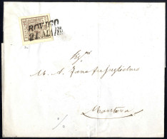 Cover 1850, 30 Cent. Bruno Grigiastro, Secondo Tipo, Su Lettera Da Rovigo (Sass. 8 - ANK 4HIII) - Lombardy-Venetia