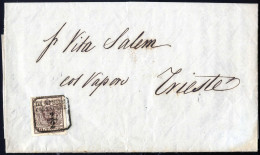 Cover 1854, Lettera Da Venezia Del 1.2 Per Trieste Affrancata Con 30 Cent. Bruno Rossiccio II Tipo Carta A Mano Con Boll - Lombardy-Venetia