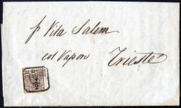 Cover 1854, Lettera Da Venezia Del 1.2 Per Trieste Affrancata Con 30 Cent. Bruno Rossiccio II Tipo Carta A Mano Con Boll - Lombardo-Veneto