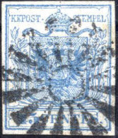 O 1850, Annullo Muto Di Milano (11 Punti) Su 45 C. Azzurro I Tipo Carta A Mano, Firmato AD, Sass. 10 - Lombardo-Vénétie