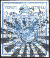 O 1850, Annullo Muto Di Milano (11 Punti) Su 45 C. Azzurro I Tipo Carta A Mano, Firmato AD, Sass. 10 - Lombardo-Veneto