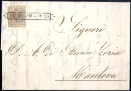 Cover 1850, Tre Lettere Da Milano (R50), Due Per Brescia E Mantova Il 24.10 E Il 18.9 Affrancate Con 30 C Bruno I Tipo E - Lombardo-Venetien