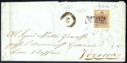 Cover 1851, "Carta Costolata", 30 Cent. Bruno Rossastro Con Leggera Costolatura Su Lettera Da Castelfranco, Firm. A. Die - Lombardo-Venetien