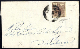 Cover 1851, "Carta Costolata", 30 Cent. Bruno Rossastro Su Lettera Da Belluno, Firm. Gazzi (Sass. 16) - Lombardo-Venetien