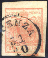 O 1854, 15 Cent. Rosso III Tipo Con Spazio Tipografico In Basso, Sass. 20g - Lombardo-Venetien