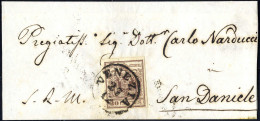 Cover 1854, 30 Cent. Bruno, Carta A Macchina, Su Lettera Da Venezia (Sass. 21 - ANK 4MIII) - Lombardo-Vénétie