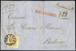 Cover 1854, Raccomandata Da Venezia Per Padova Affrancata Con Due Esemplari 30 Cent. Bruno Recto - Verso, Annullo "RACCO - Lombardo-Vénétie