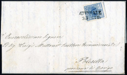 Cover 1856, Lettera Da Cividale (SD Punti 5) Del 23.6 Per Polesella Affrancata Con 45 Cent. Azzurro III Tipo Carta A Mac - Lombardo-Venetien