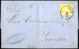 Cover 1859, 2 Soldi Giallo Secondo Tipo, Su Circolare Da Venezia Il 8.5.61, Certificato Enzo Diena (Sass. 28 - ANK 6II) - Lombardy-Venetia