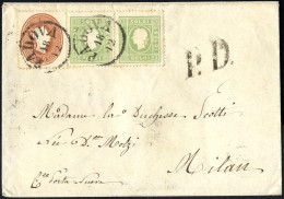Cover 1862, Lettera Di Tre Sezioni Da Padova 18.12.1863 Per Milano Con Affrancatura Mista Coppia 3 Soldi Verde Giallo, S - Lombardo-Venetien