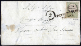 Cover 1856, S. Pietro Incariano (SD Punti 12) Lettera Del 23.10.1856 Per Verona Affrancata Con 15 Cent. Verde E Nero Cal - Lombardo-Venetien