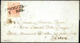 Delcampe - Cover Chioggia, SD Punti 7, Lettera Del 7.3.1852 Per Padova Affrancato Con 15 Cent. Rosa II Tipo Carta A Mano, Sass. 5 / - Lombardo-Vénétie