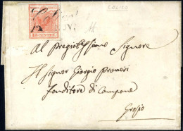 Cover Colico, Cor. Punti 11, Lettera Del 12.11 Per Gropio Affrancata Con 15 Cent. Rosso I Tipo Carta A Mano, Firmata AD, - Lombardo-Vénétie